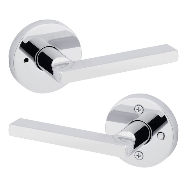 Kwikset Halifax Lever with Round Rose Privacy Door Lock with 6AL Latch and RCS Strike Bright Chrome Finish 730HFLRDT-26 - main